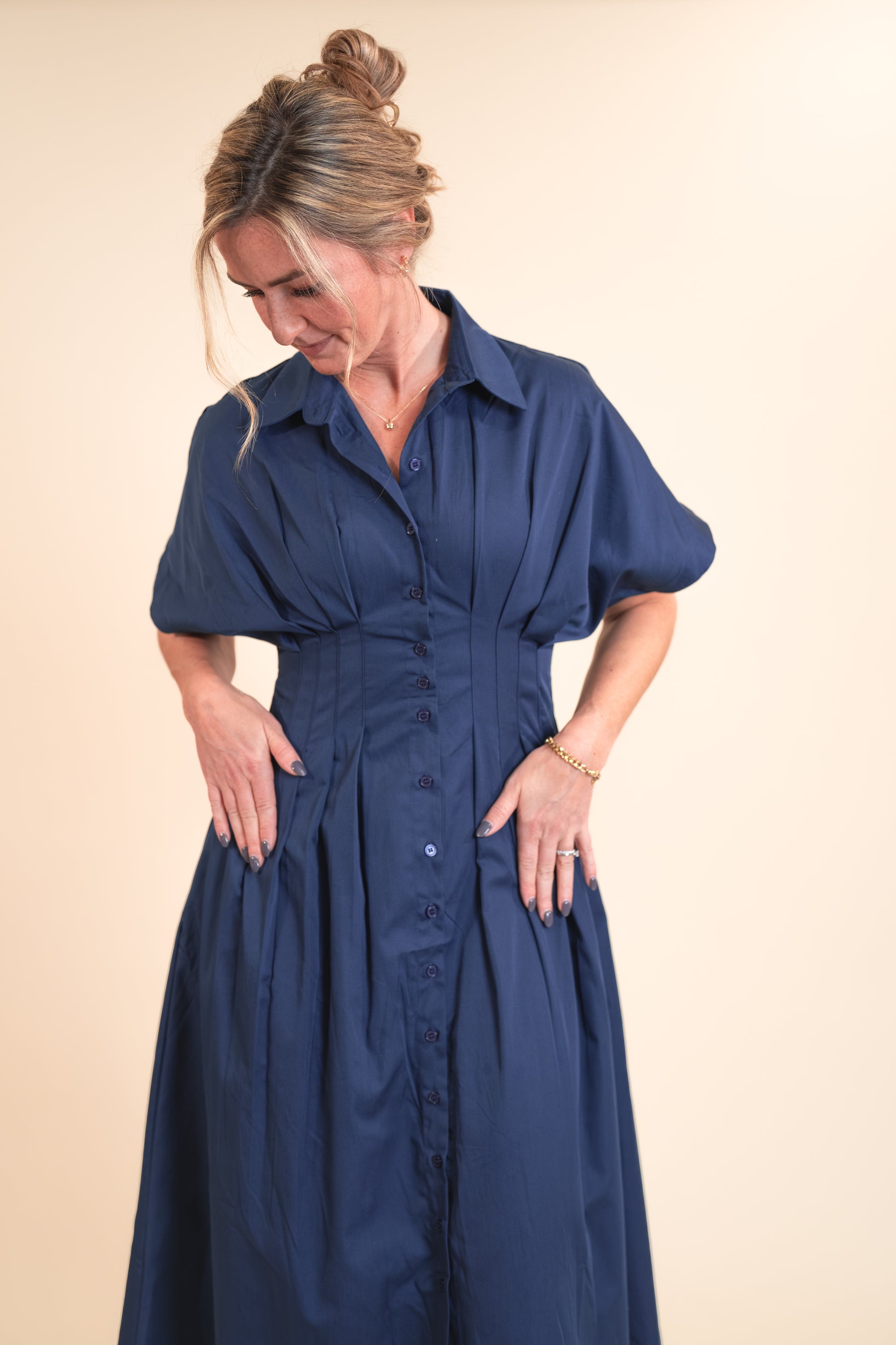 Button Down Shirt Maxi Dress L