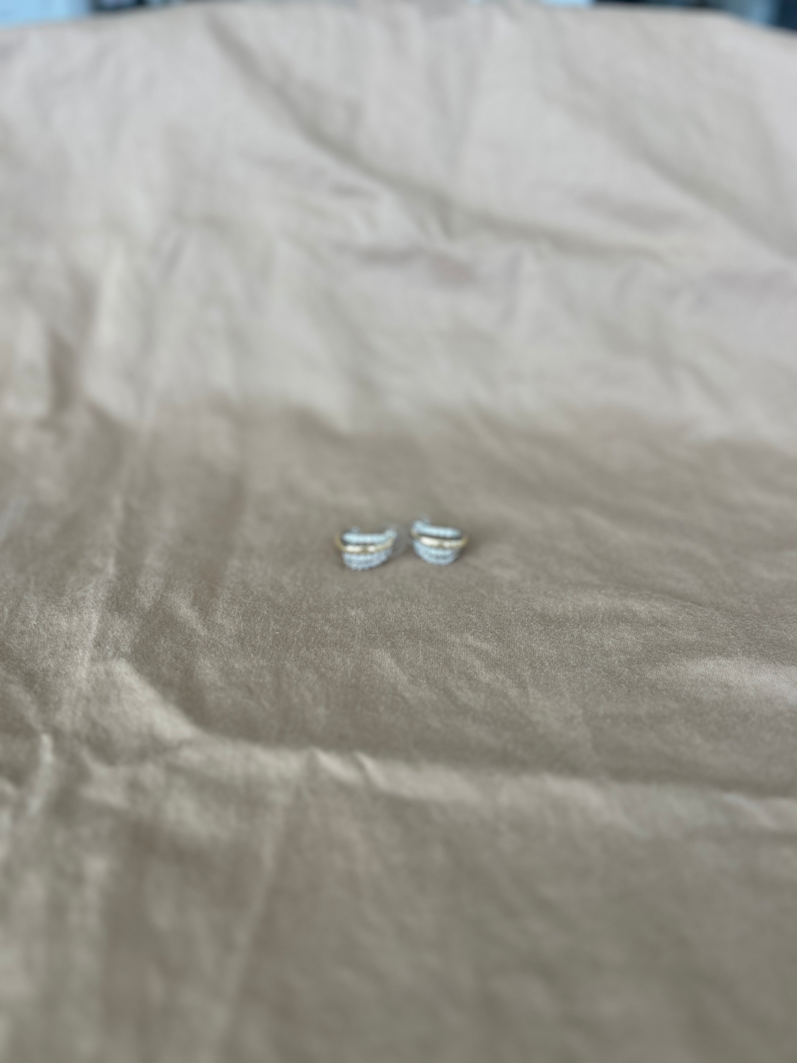 Two tone pave hoop earring