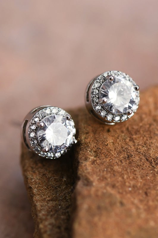 Dainty Round Studs With Glass Crystals